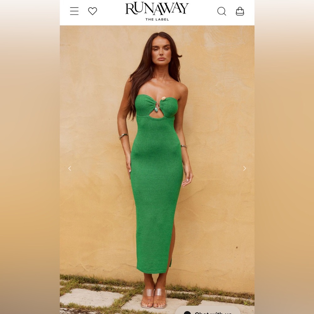 Runaway The Label Women’s Green strapless dress